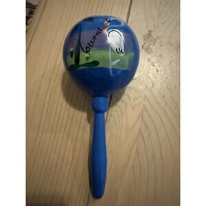 Gourd Maraca Hand Painted in Mexico, Musical Percussion Rattle COZUMEL Blue